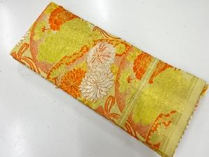 アンティーク　菊に牡丹模様織出し半幅帯（材料）